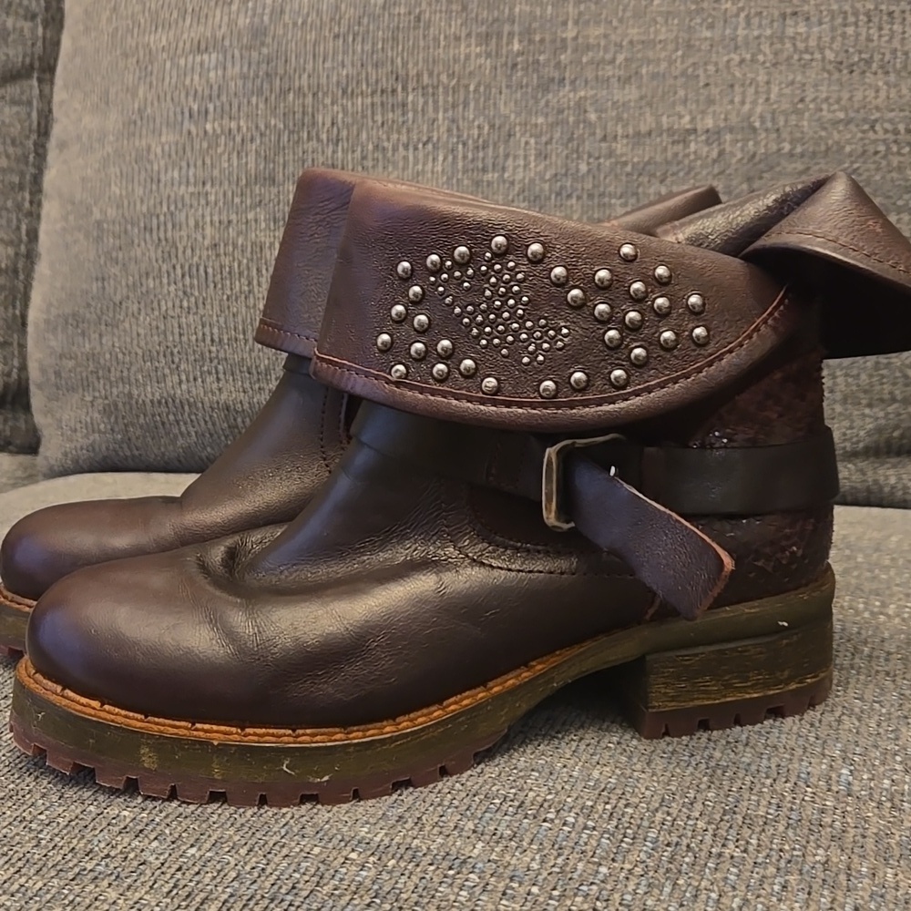 Felmini Burgundy Leather Ankle Booties-Size 39 8.5 - Picture 3 of 12
